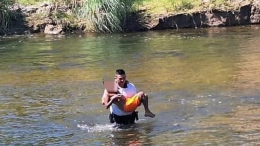 Un policía rescató a un niño de 11 años que se ahogaba en un río de Córdoba