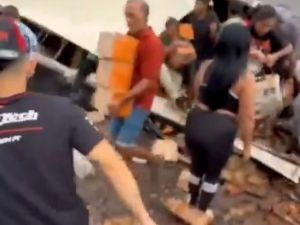 Volcó un camión en Mendoza y saquearon la carga: una influencer filmó el robo