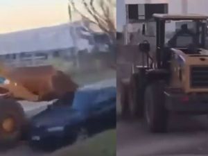 Entre Ríos: manejó alcoholizado una retroexcavadora y chocó a siete autos