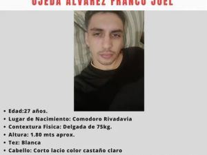 Intensa búsqueda de un joven de 27 años en Chubut