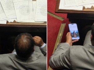 Polémica en Uruguay: captan a un senador del Partido Nacional mirando fotos de Zaira Nara en plena sesión